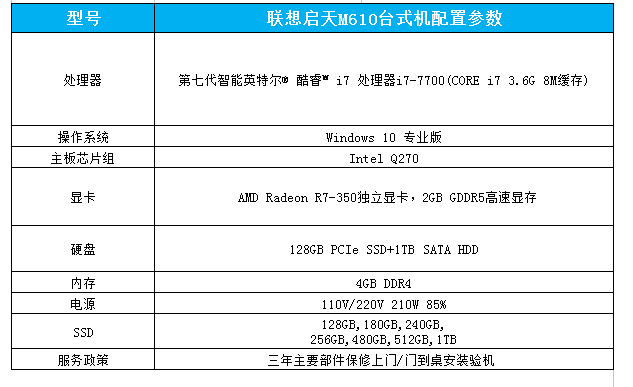 聯想啟天M610配置